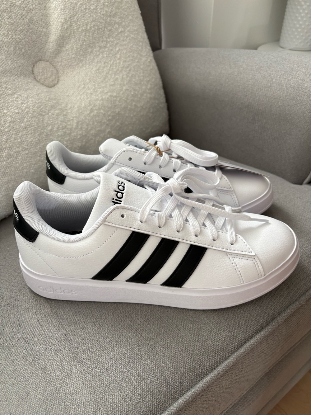 adidas Men's White Sneakers with Black Stripes